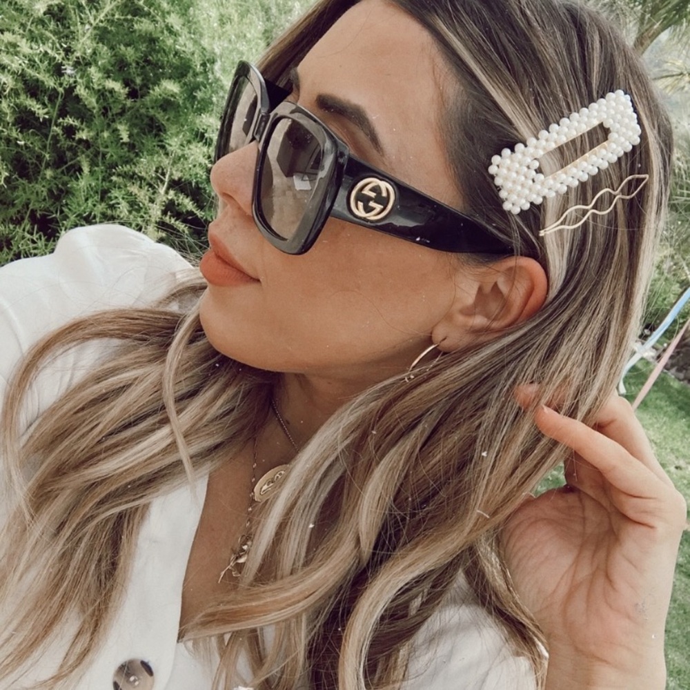 Rectangle pearl hair clip barrette